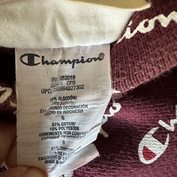 Champion Reverse Weave AOP PO Hoodie S2974 CPB SZ L Unisex, Burgundy, y2k, 90s - Picture 8 of 10